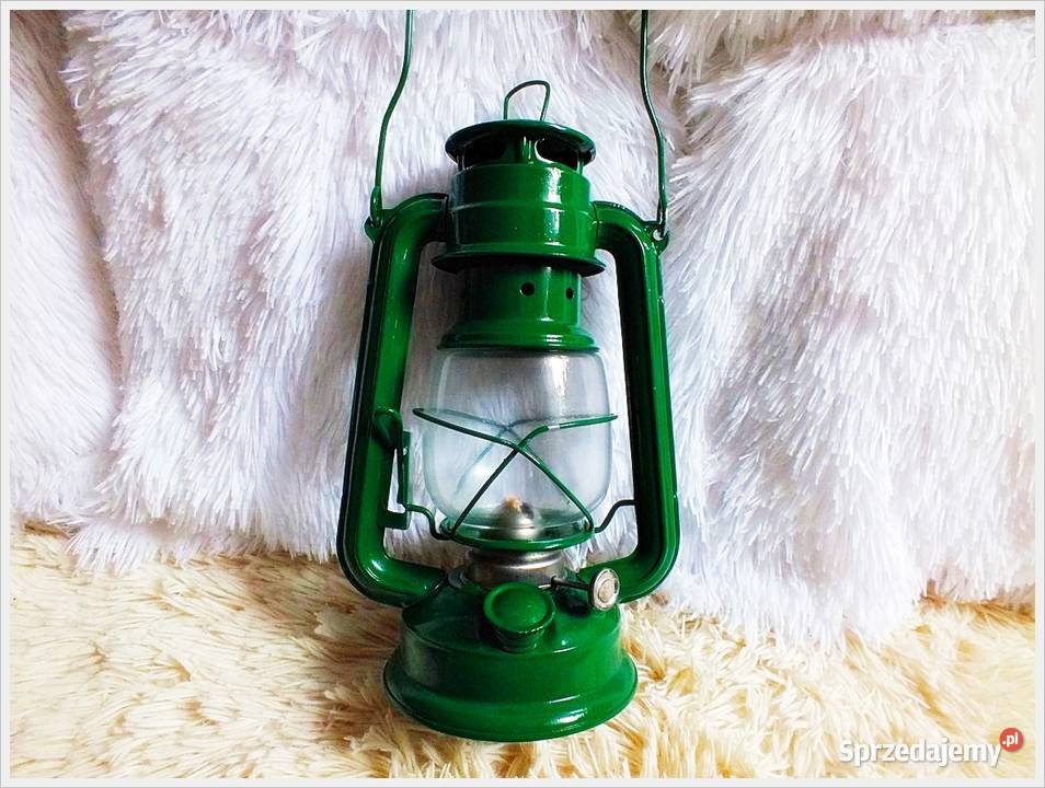 Lampa naftowa ZIELONA Piękna i sprawna doużytku Żary