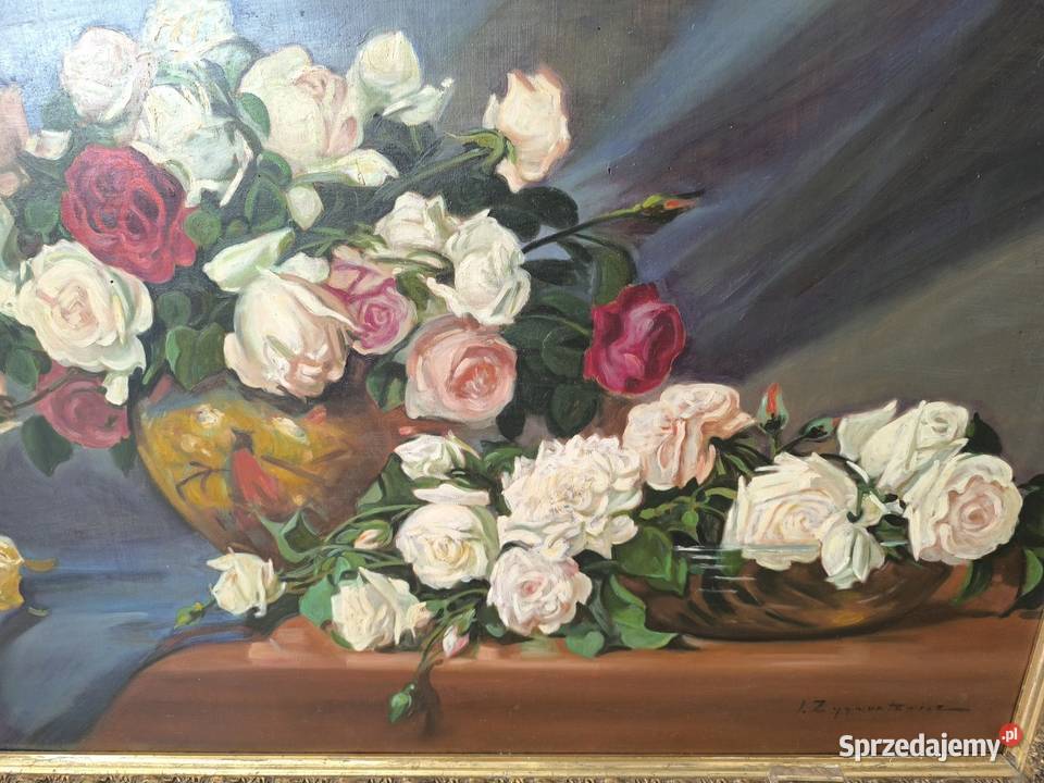 Obraz olejny martwa natura sygnowany Ignacy Łódź