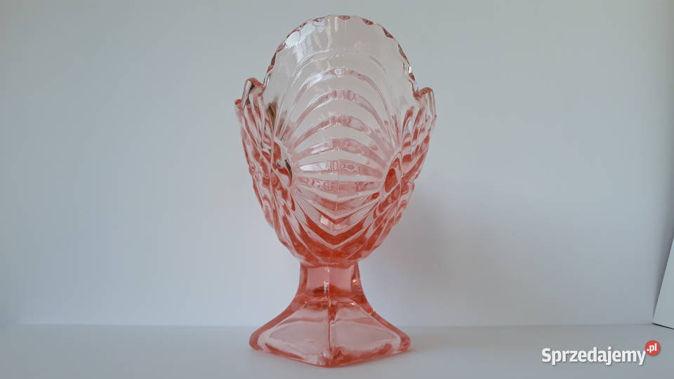 Żardiniera z różą 2 Ząbkowice kolorowe szkło PRL