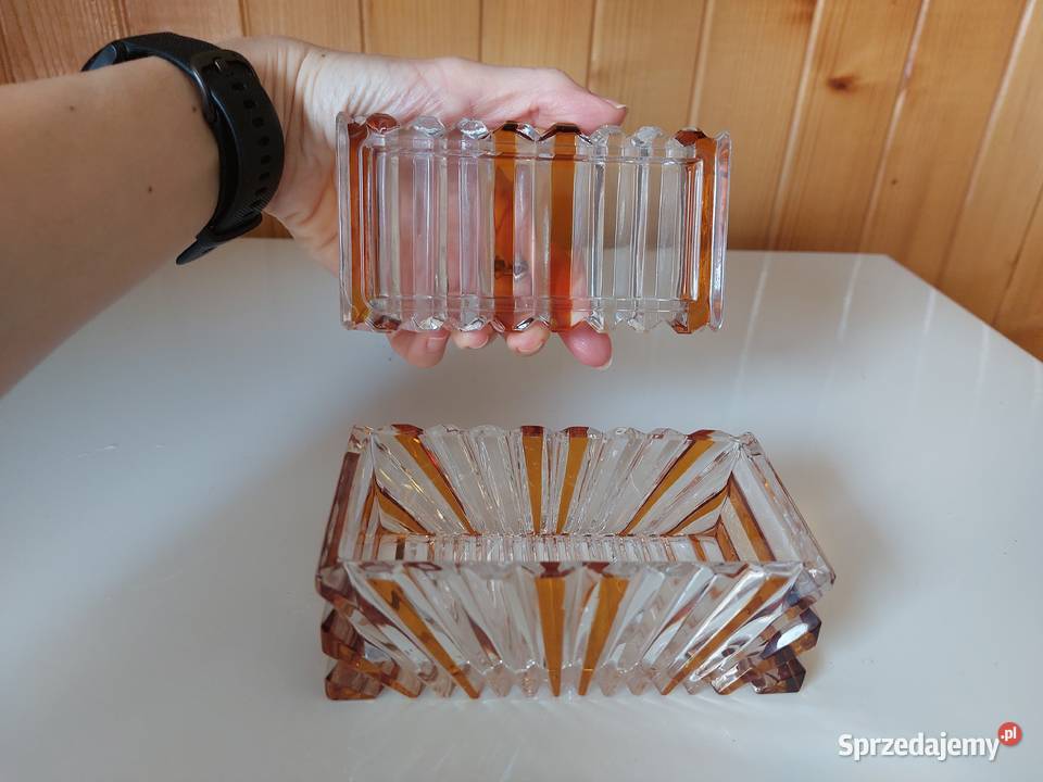 szkatułka kryształowa 12 x 65 dom ozdoby PRL wielkopolskie