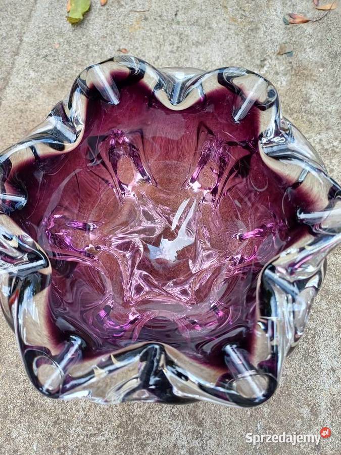 Retro patera z 60 tych lat hutnicze szkło Lubań