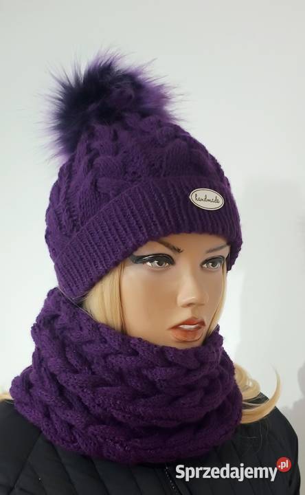 Czapka zimowa ręcznie robiona na drutach z wielkopolskie Ostrów Wielkopolski