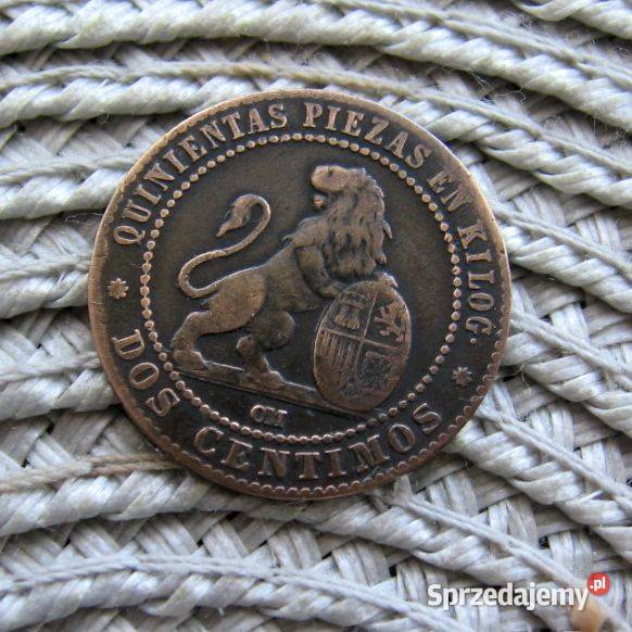 Hiszpania 2 Centimos 1870r wielkopolskie Kalisz