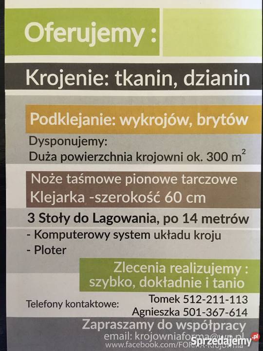 KROJOWNIA USŁUGOWA FORMA