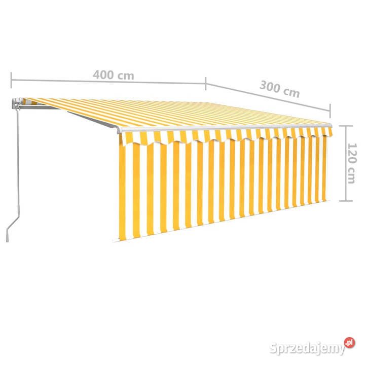 Ręcznie zwijana markiza z zasłoną i LED 4x3 m sprzedam