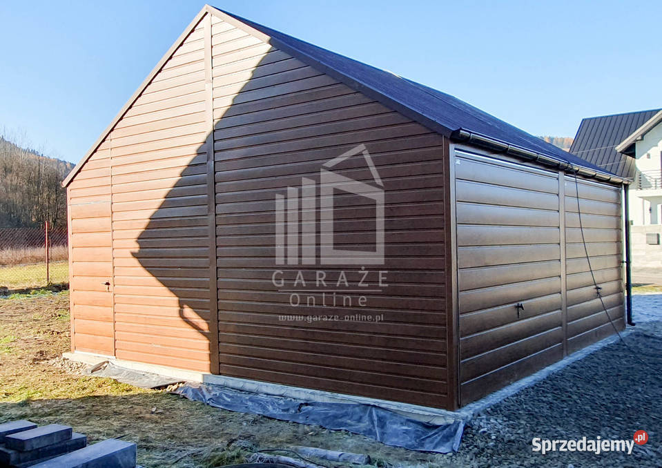GARAŻ BLASZANY 6m x 6m dwuspad 2x Brama drzwi Lublin