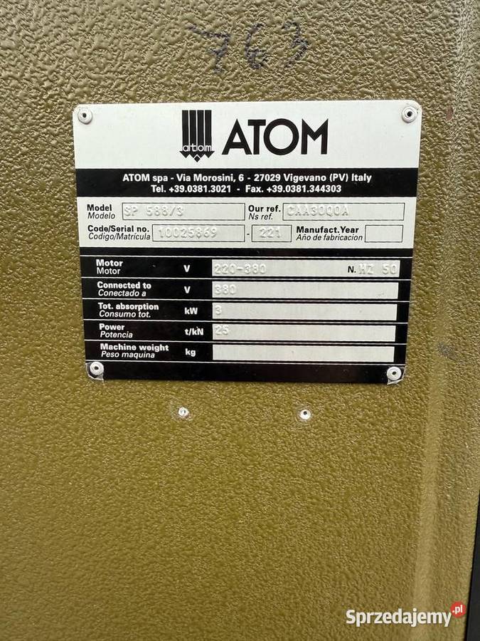 Atom SP588 Wycinarka prasa hydrauliczna sztanca mazowieckie Łaskarzew