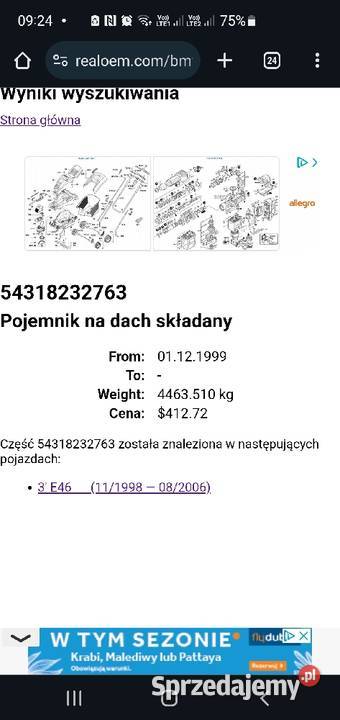 Pojemnik na dach BMW e46 Cabrio 8232763 Lusowo