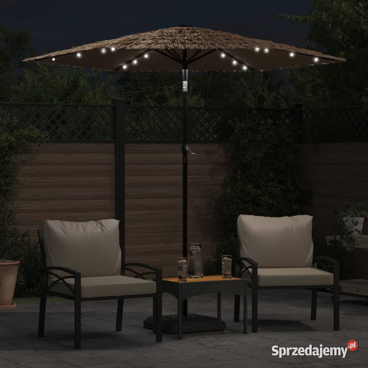 Parasol ogrodowy z LED stalowy słupek brązowy Warszawa