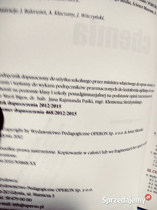 Chemia 1 rozszerzenie ponadgimnazjalne Operon Warszawa