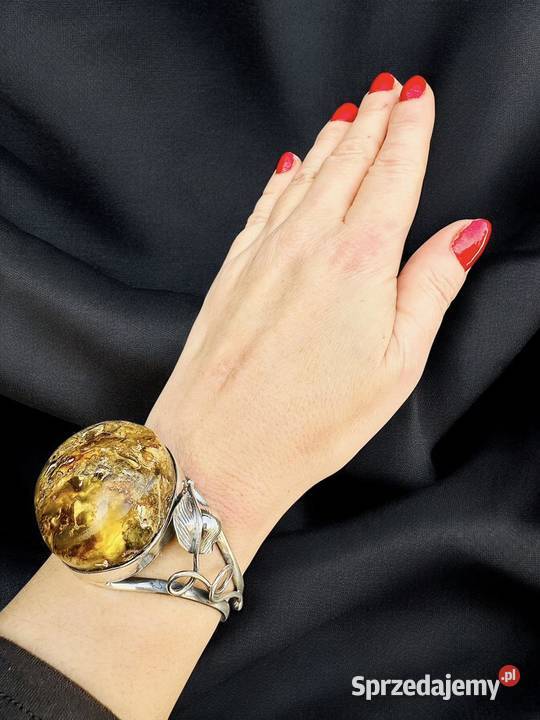 Bransoleta regulowana srebro 925 bursztyn Pomlewo