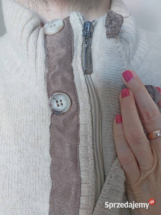 sweter wełniany Recman męski na zamek merino Poznań