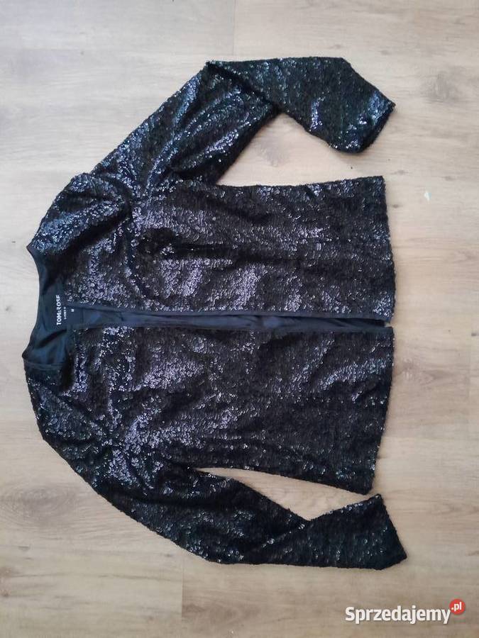Czarna narzutka żakiet elegancka cekiny cekinowa Rozmiar 38(M) śląskie Sosnowiec