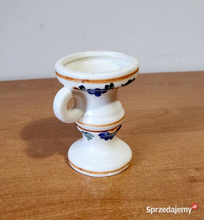 Świecznik zdobiony w kwiaty folklor lata PRL Włodawa