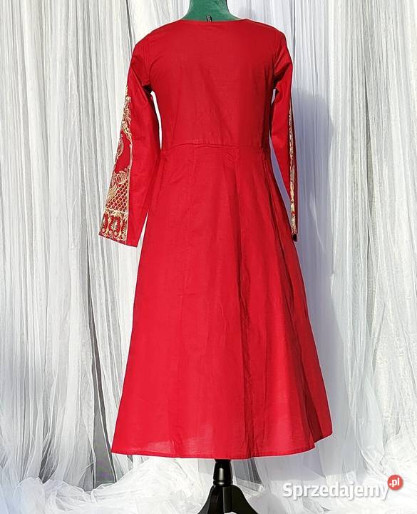 Orientalna tunika sukienka czerwona M 38 bawełna Szczecin