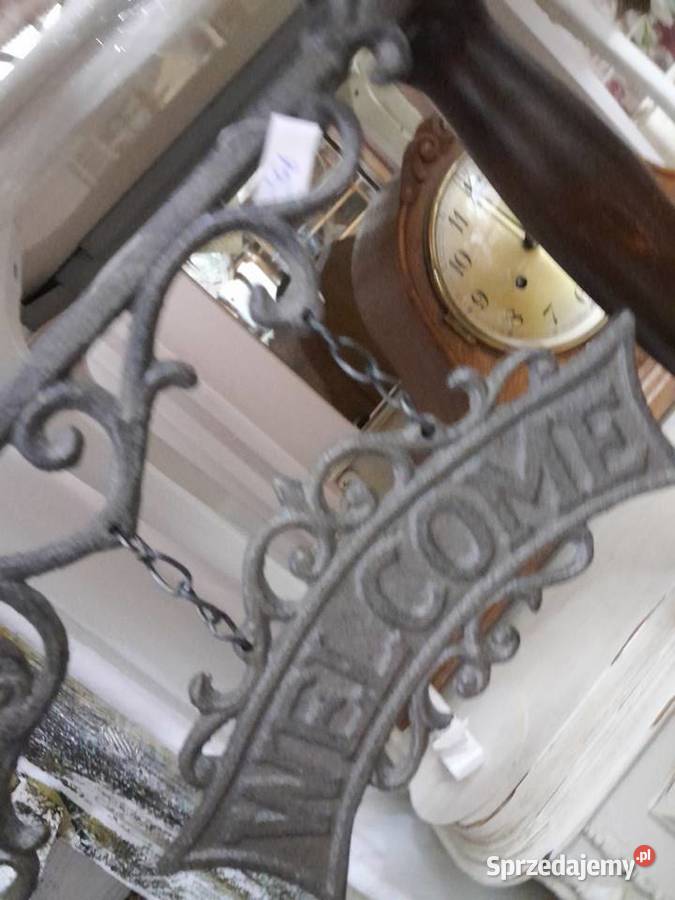 Żeliwna zawieszka z napisem welcome odcienie brązowego