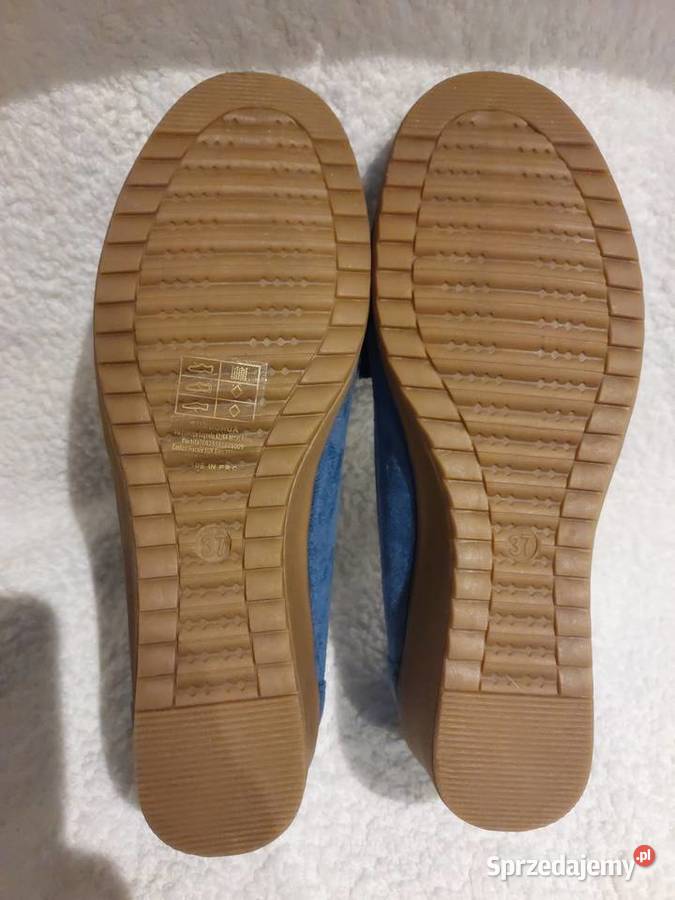 Piękne niebieskie mokasyny rozmiar 37 zamsz 23.5cm Wrocław