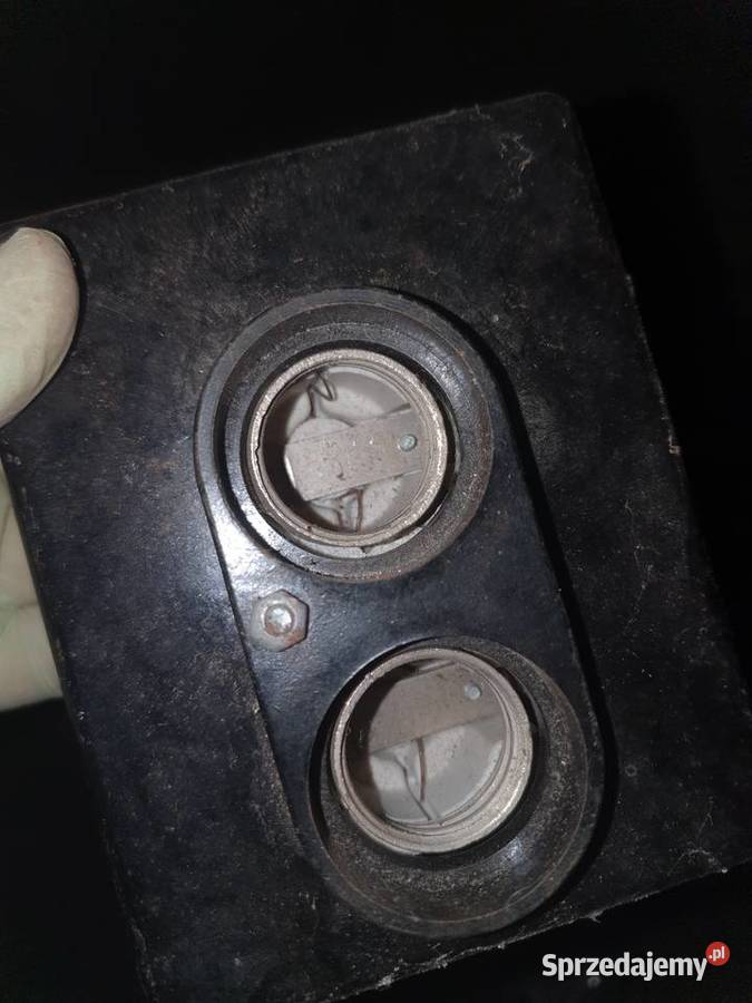Gniazdo stare na bezpieczniki puszka bakelit PRL Warszawa