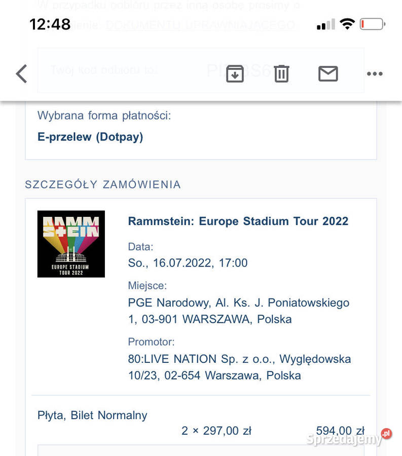 Bilety Rammstein Warszawa