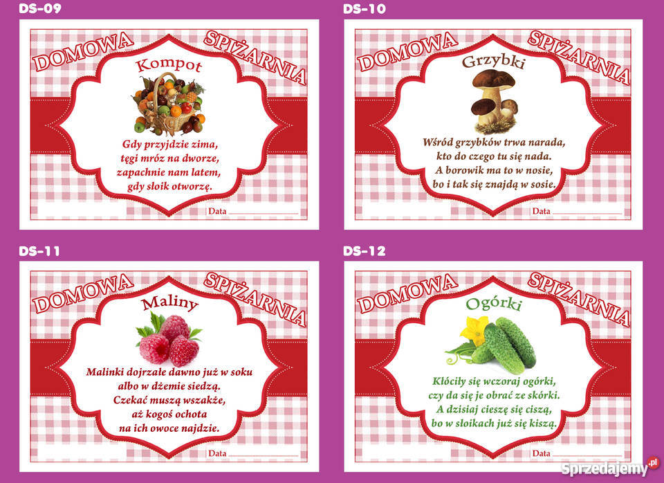 Naklejki Etykiety Nalepki na słoiki przetwory Rękodzieło