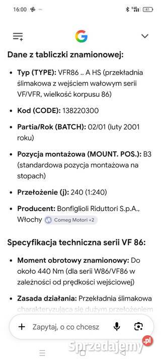 Przekładnia ślimakowa Tyczyn