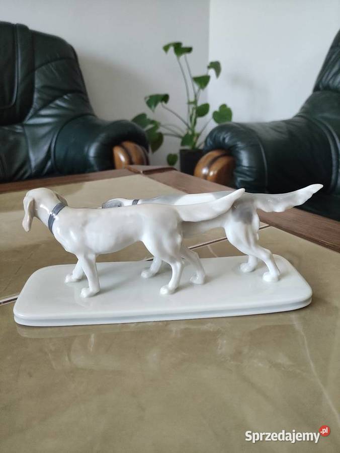 Porcelanowe psy myśliwskie Metzler Ortloff Janów Lubelski