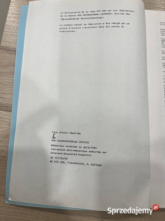 Książka instrukcja naprawy A4 mz etz 250 org Kolbuszowa Dolna