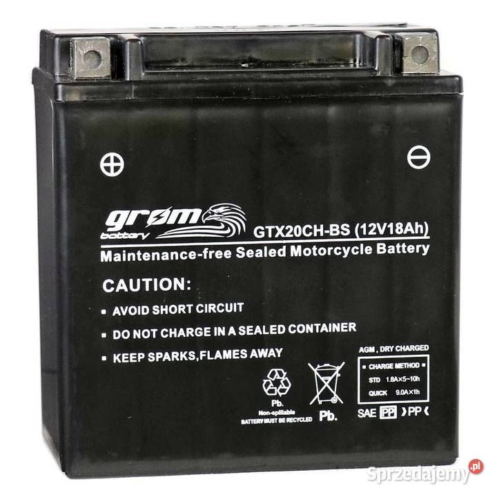 Akumulator motocyklowy GROM GTX20CHBS YTX20CHBS Układ elektryczny, zapłon