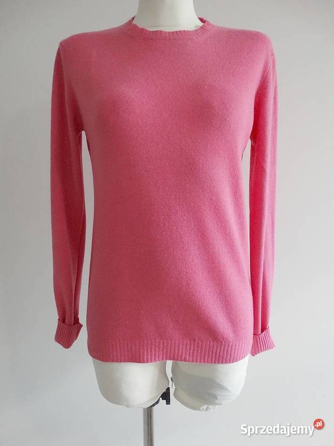 Sweter Kaszmirowy Kaszmir Wełna Różowy Crew Neck Łomża