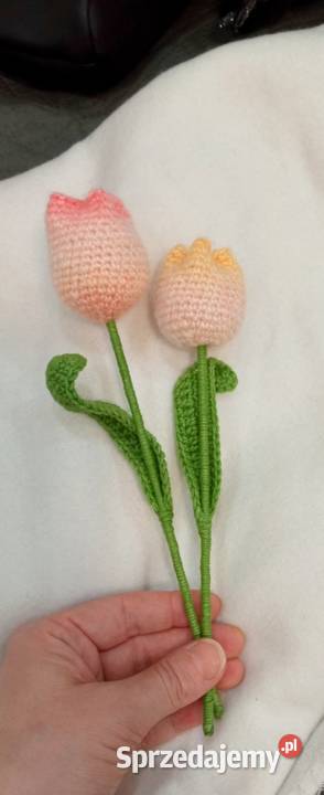Tulipany wykonane na szydełku łódzkie Łask