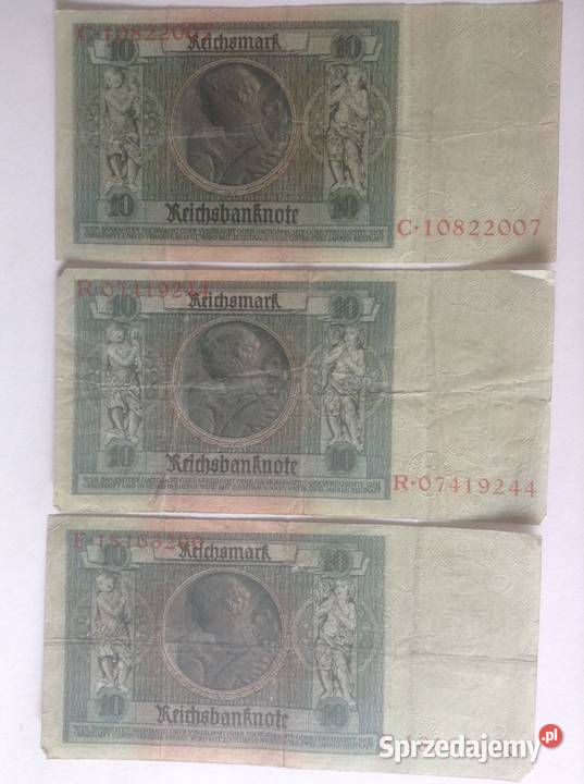 Zestaw 3 banknotów o nominale 10DM z 1929r Opole