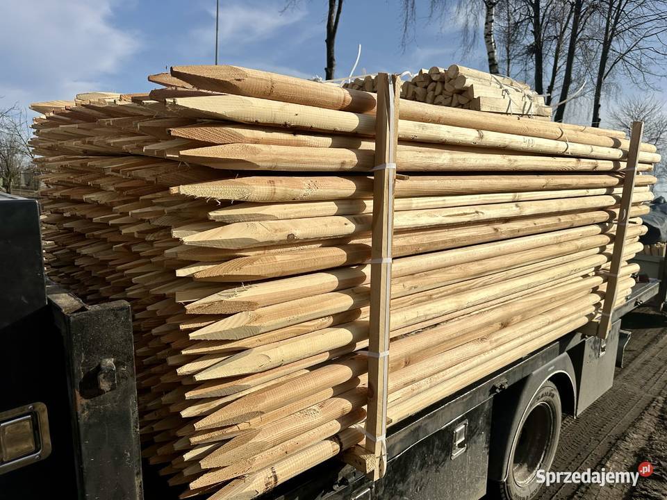 Paliki drewniane okrąglaki do nasadzeń ostrzone Pabianice
