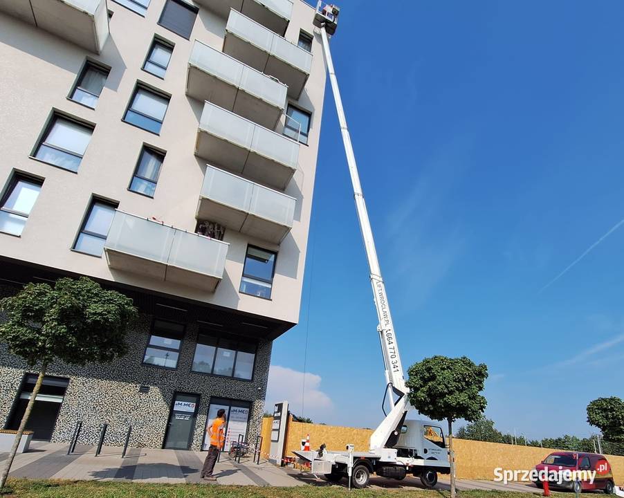 Podnośnik koszowy wynajem zwyżka 27m 35t Wrocław