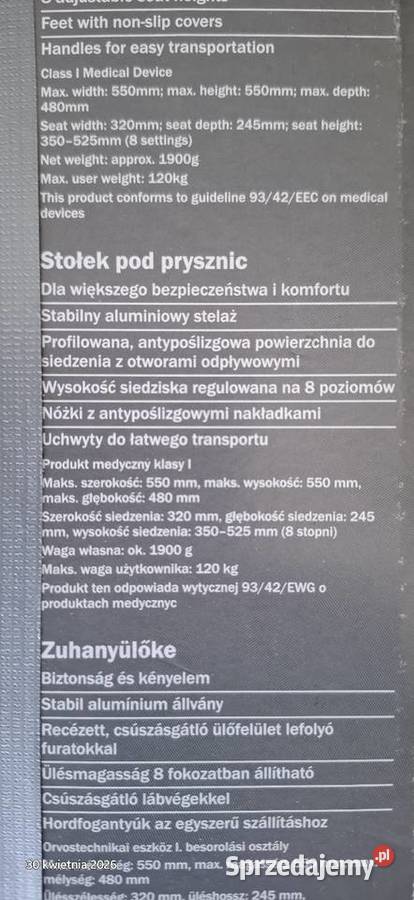 Stołek składany prysznicowy sprzedam