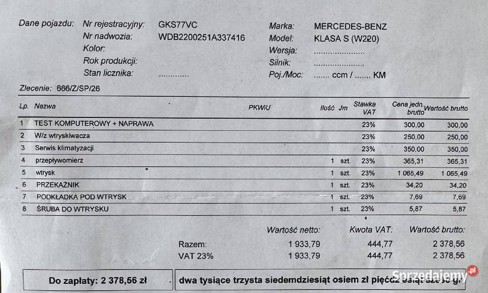 MercedesBenz S320 CDI W220 32 CDI R6 Airmatic Gdańsk