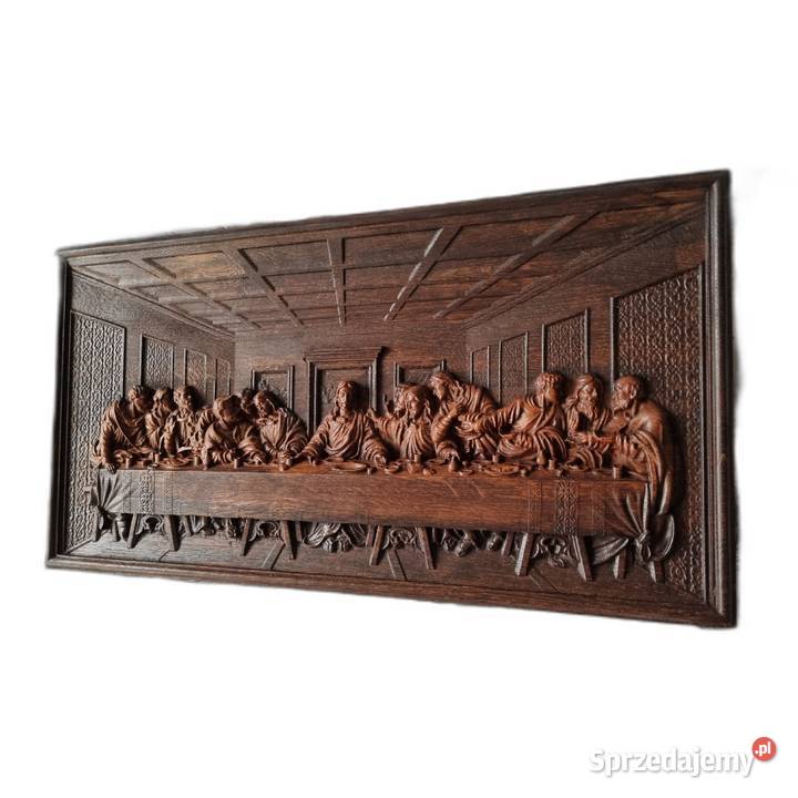 Drewniana płaskorzeźba Ostatnia Wieczerza
