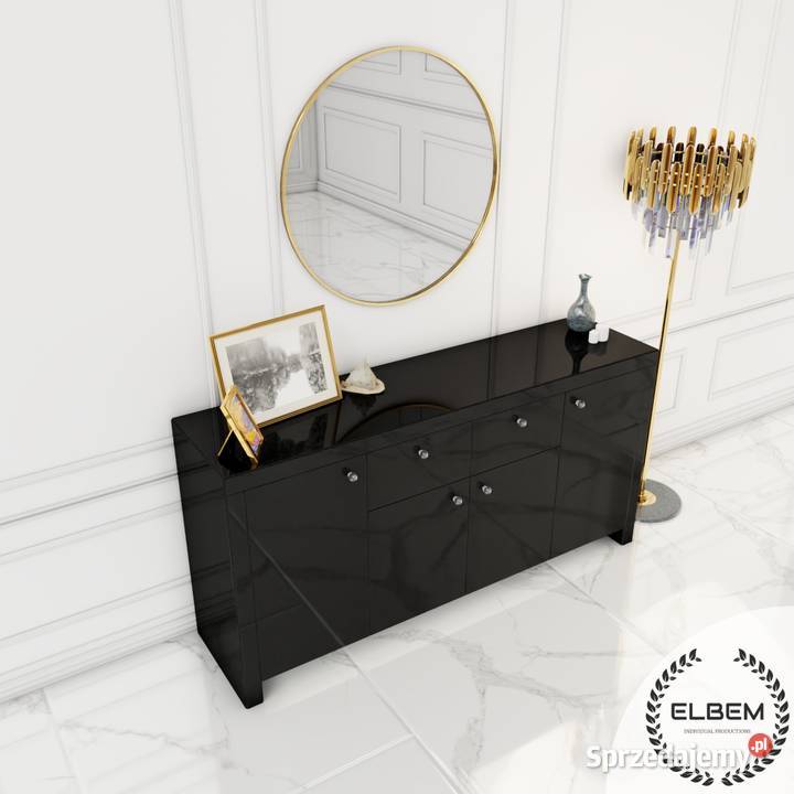 Szklana czarna komoda w stylu Glamour Warszawa