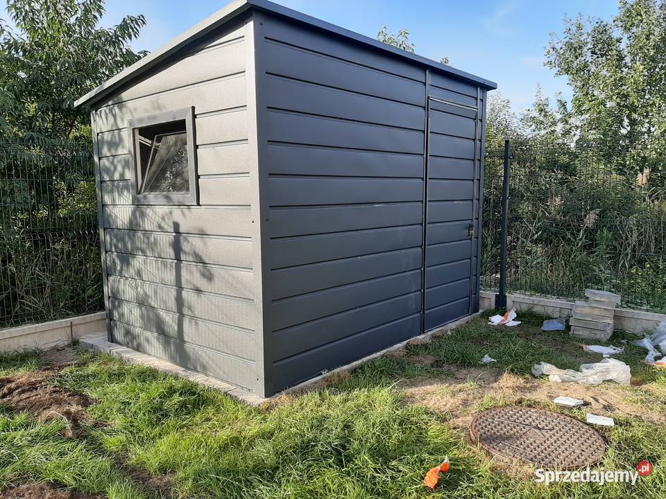 Garaż Blaszany GRAFITOWY Wiata Śmietnikowa