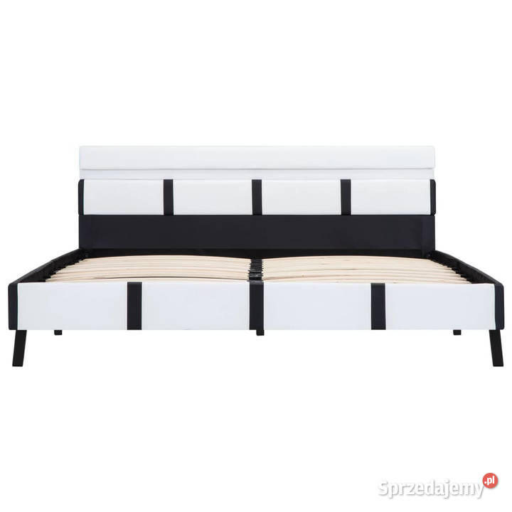 Rama łóżka z LED biała sztuczna skóra 120 x 200