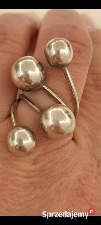 pierścionek ze srebra z kulkami Pierścionki mazowieckie