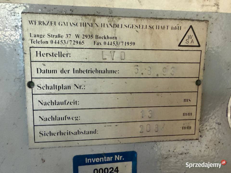 Krawedziarka 150 t LDV 4 metry Sieradz sprzedam