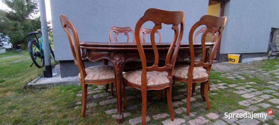 Piękny włoski stół 6 krzeseł Lubań