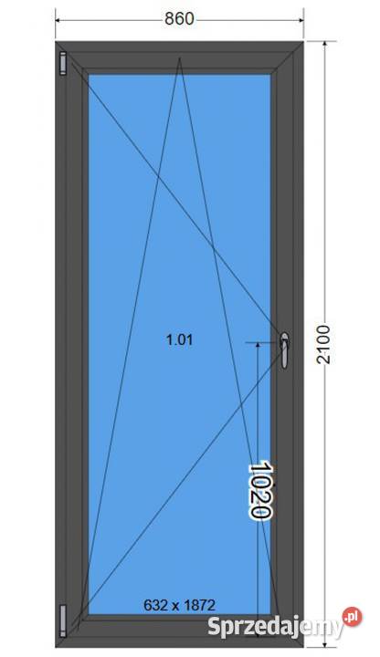 Okno balkonowe 860 x 2100 86 x 210 ANTRACYT dolnośląskie Oleśnica
