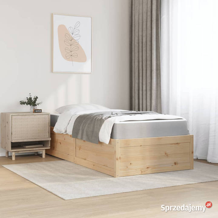 Łóżko z materacem lite drewno sosnowe 90x190