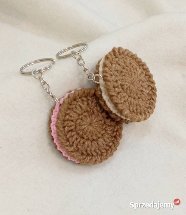 Ciasteczka Oreo wykonane na szydełku breloki Łask