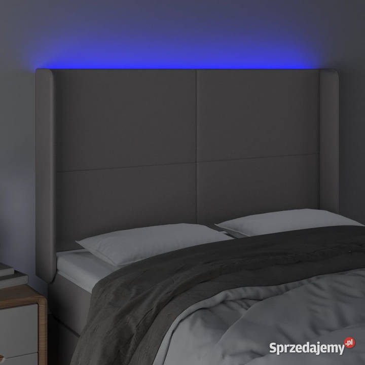 Zagłówek do łóżka z LED szary 147x16x118128 mazowieckie Warszawa