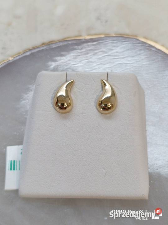 Złote Nowe kolczyki na sztyfcie wys10mmpr375 zachodniopomorskie Wałcz