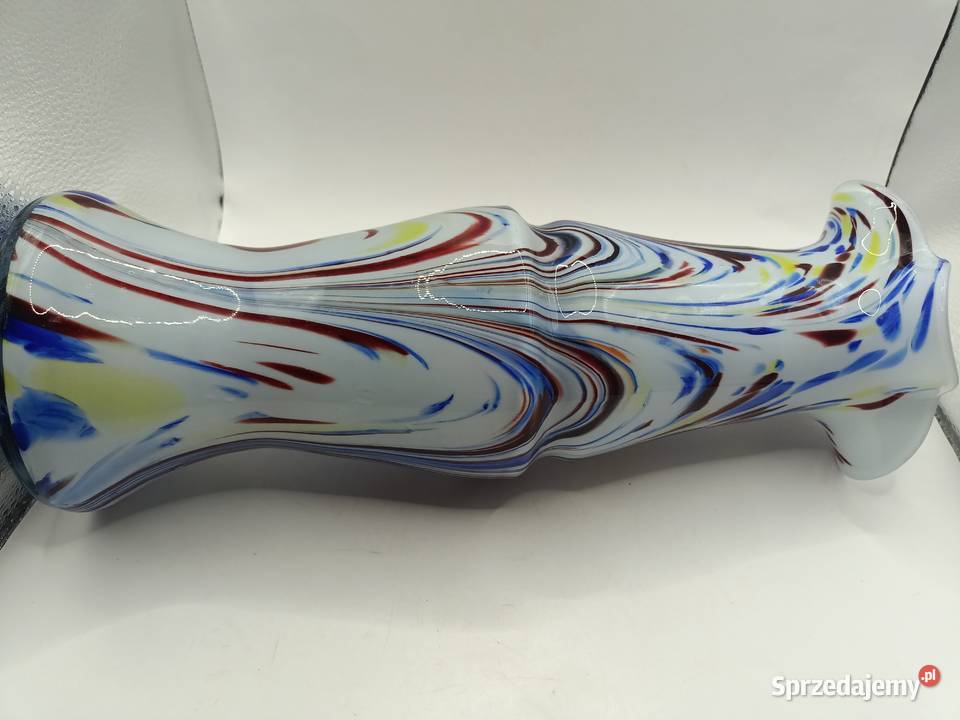 Szklany wazon duży kolorowy barwiony w masie