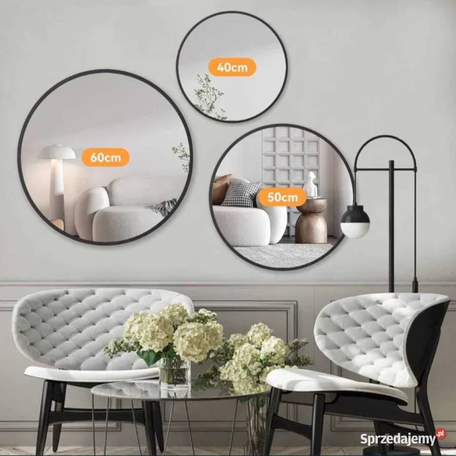 Piękne Kryształowe Lustro HD okrągłe lusterko Poraj