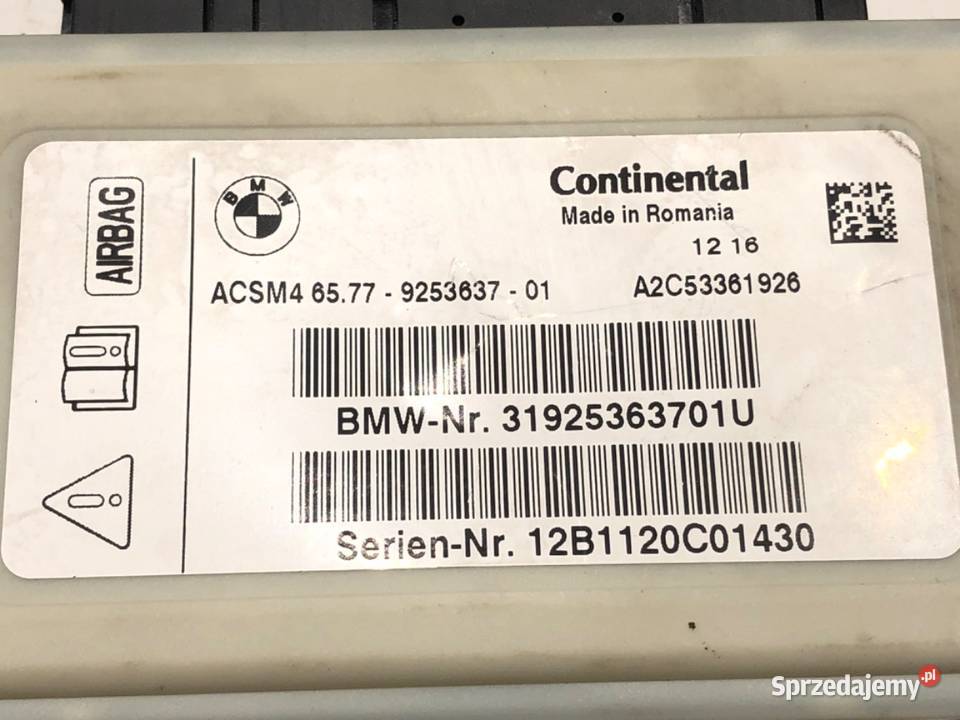 SENSOR AIRBAG BMW F11 9253637 0917 CZUJNIK osobowe
